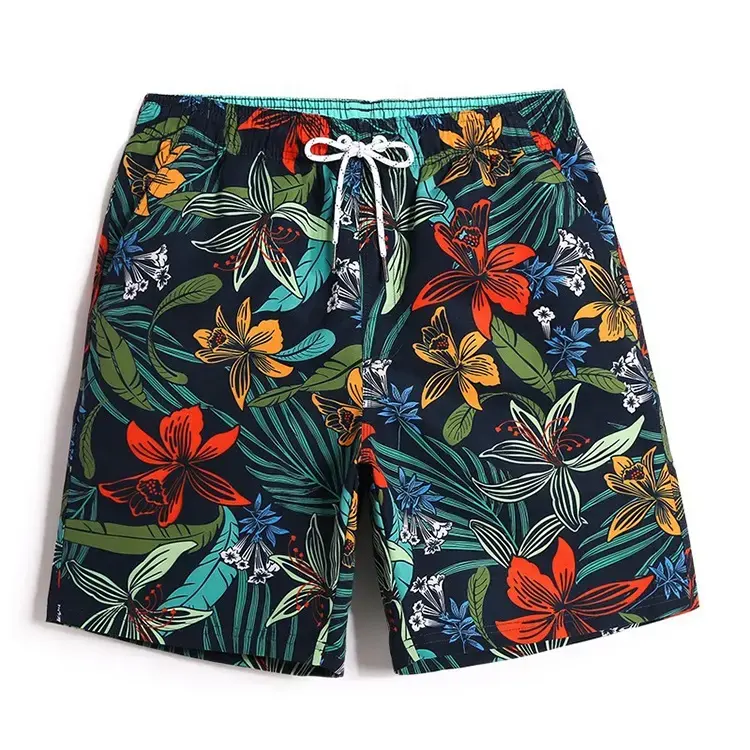 Latest Design Quick Dry Custom Sublimation Printing Beach Shorts High Quality Men Fashion Swim Five-point Stripe Swim Trunk