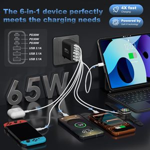 <span class=keywords><strong>Cargador</strong></span> rápido HYTO USB <span class=keywords><strong>C</strong></span> de 65W con 6 puertos, adaptador de corriente para Reino Unido + enchufe de pared, enchufe de carga <span class=keywords><strong>tipo</strong></span> <span class=keywords><strong>C</strong></span> - Product Image 2