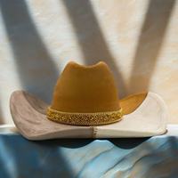 Chapeaux de cowboy personnalisés en gros avec bande de strass dorés pour femmes, idéaux pour les fêtes western et le rodéo