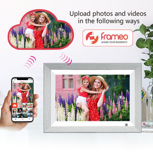 10.1インチWiFiデジタル写真フレームオプションホワイト/グレー/イエロー/ブラウン木製スタイルケース時計タッチ画面フレームフレーム - Product Image 2