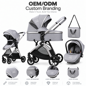 Poussette Bébé <span class=keywords><strong>Trio</strong></span> Modulaire Bidirectionnelle Inclinable en Alliage d'Aluminium Pliable Amortissante pour Extérieur Crèche Enfants Personnalisée - Product Image 6
