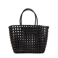 Sac fourre-tout en PVC tressé, sac à main creux fait main pour femme, sacs de plage en paille tressés à la main, imperméable pour l'été, la plage et le shopping