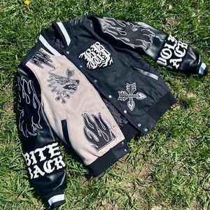 Dcy 2025 xu hướng sản phẩm tùy chỉnh Mens áo khoác, màu đen và trắng Varsity áo khoác, nặng mùa đông PU Áo khoác da người đàn ông - Product Image 2