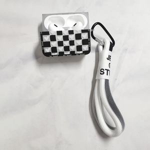 Étui de protection à grilles carrées noires et blanches pour housse de casque Bluetooth Airpods <span class=keywords><strong>Pro</strong></span> Series 1/2/3 génération - Product Image 3