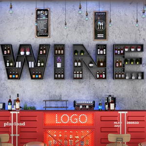 Настенная винная полка-шкаф для бара, креативная, с английскими буквами, для кофейни, ресторана, декоративная, для хранения вина - Product Image 5