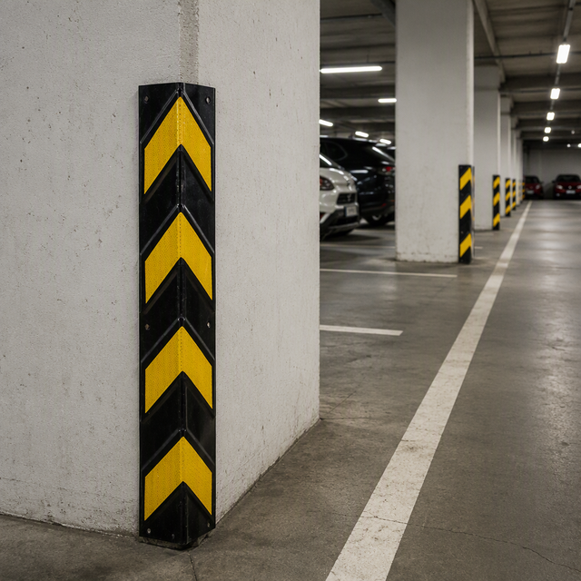 Rubber Corner Guard Yellow Reflective Tape Wall Corner Protector Anti-Collision Safety Guard for Parking Garage Warehouse Pillar