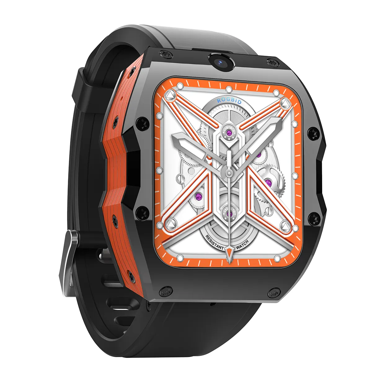 Rogbid Model X 4G Smart Watch Ip68 Waterdicht Keramisch Hoesje 1050Mah 13mp Dual Camera Gps Smartwatch Met Simkaart