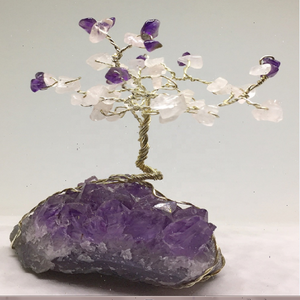 Arbre de vie Rose quartz et améthyste sur améthyste grappe cristal arbre pierre précieuse décor pour décoration cadeaux chanceux grossiste - Product Image 2
