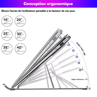 Support pour ordinateurs portables Support de bureau pour ordinateur portable en aluminium à hauteur réglable Tablette Portable pliable Support pour ordinateur portable en métal