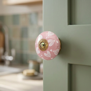 High Quality Pink Ceramic <strong>Door</strong> <strong>Knob</strong> with White Heart Pattern and <strong>Gold</strong> Center for Cabinet <strong>Doors</strong> Home Office Use From India - Product Image 3