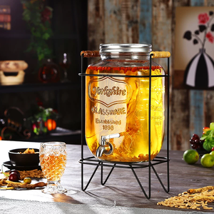 In Style Online Party Beverage Bucket Buffet <strong>Water</strong> <strong>tank</strong> Iron Frame Glass Juice <strong>tank</strong> Faucet <strong>tank</strong> Cold Drink Fruit Bucket - Product Image 2