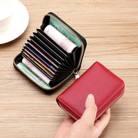 Dompet Kartu Pria Model Akordion Ringan Bahan Kulit PU Berkualitas Tinggi Warna Solid Terlaris dengan Resleting, Dompet Kecil untuk Dokumen