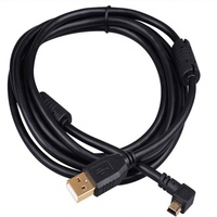 Câble d'extension répéteur actif USB 2.0 mâle 90 degrés vers Mini 5 broches mâle pour appareil photo, lecteur MP3, MP4, ordinateur