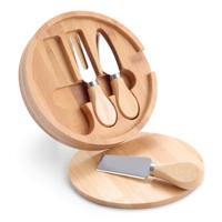 Vaisselle ronde durable en bois de bambou personnalisée petite charcuterie à rotation d'acacia mini planche à fromage et ensemble de couteaux