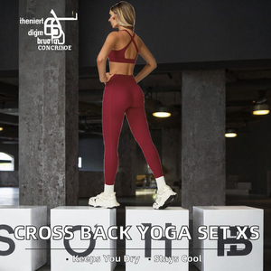 ชุดออกกำลังกายแบบ 2 ชิ้นสำหรับผู้หญิง แบบผ้ายืด ระบายอากาศได้ดี ซับเหงื่อ แห้งไว เหมาะสำหรับโยคะ ฟิตเนส กีฬากลางแจ้ง - Product Image 2