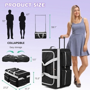 Costume pliable de voyage sacs polochons roulants avec roues porte-vêtements bagage sac de danse avec <span class=keywords><strong>chariot</strong></span> porte-vêtements pour fille - Product Image 2