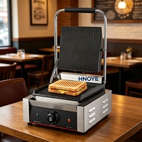 Grill électrique professionnel double face en acier inoxydable pour panini et grillades, idéal pour la restauration