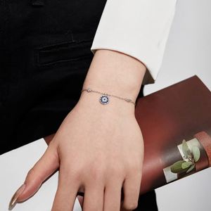 Pulsera de Plata de Ley 925 Dylam, Pulsera de Cadena con Eslabones de Ojos Azules, Joyería de Cumpleaños, Regalo Religioso para Mujeres y Niñas - Product Image 4