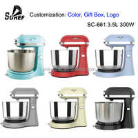 Batteur sur socle électrique professionnel Westchef 3L 300W 6 vitesses, design à tête inclinable, bol en acier inoxydable, robot culinaire multifonction