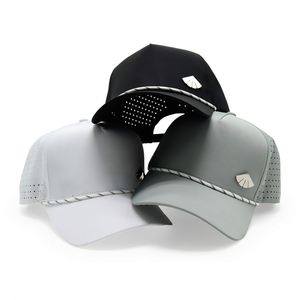 Gorras de Béisbol de 5 Paneles, Impermeables, con Orificios Cortados a Láser, Logotipo Metálico Personalizado, con Cuerda - Product Image 6