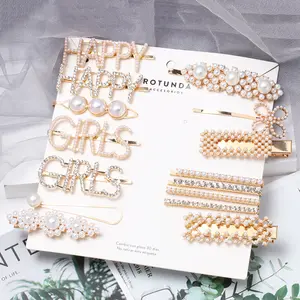<span class=keywords><strong>Go</strong></span> Party – épingles à cheveux en perles de diamant pour filles, à la mode, avec lettre HAPPY, pinces à cheveux à fleurs, pinces à cheveux, Barrettes - Product Image 1