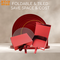 Boîtes cadeaux rigides en carton rouge Jinbar pour vêtements et chaussures de luxe, avec fermeture magnétique, personnalisées, avec poignées, portables et écologiques