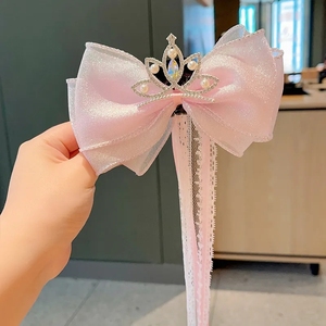 어린이 머리핀 사랑스러운 리본 클립 어린이를위한 절묘한 공주 소녀의 활 머리 액세서리 크라운 나비 헤어 클립 - Product Image 6