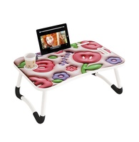 Bureau d'ordinateur portable convertible, table de lit pliable avec porte-gobelet pour étudiants, dortoir, bureau portable, design de dessin animé
