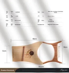 Kalimba in legno massello impiallacciatura <span class=keywords><strong>Lira</strong></span> pollice pianoforte a dieci corde arpa <span class=keywords><strong>Lira</strong></span> strumento di palissandro arpa modello Q-V-LR7 CN/GUA - Product Image 5