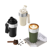Tasses à café isothermes en acier inoxydable de 510 ml pour voiture, avec double paille, isolation sous vide, sangle portable, maintien thermique 6-12 heures