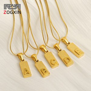 Zogxin Gold Plated Stainless Steel Letter Pendant Necklace A B C D E Alphabet Charm Chain Women's Jewelry Fashion Accessory - Product Image 1