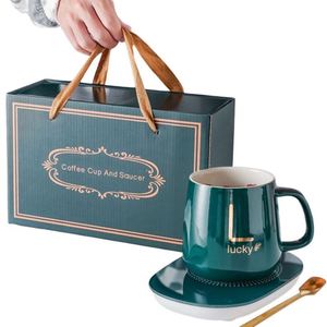 Nouveau stock – Coffret cadeau d'entreprise personnalisé avec logo – Tasse en céramique, chauffe-tasse intelligent à contrôle de température, tasse à café intelligente, chauffe-tasse isolant - Product Image 1