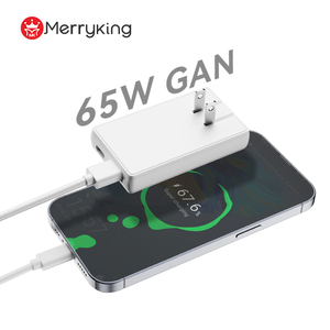 Chargeur rapide complet GaN PD 65W AC avec logo OEM blanc, 65W 1C1A, adaptateur de chargeur GaN PD pour iPhone, ordinateur portable - Product Image 1