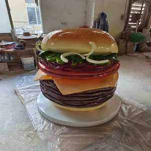 Escultura grande de resina para restaurante, escultura de hamburguesa de fibra de vidrio, de comida rápida, Frp