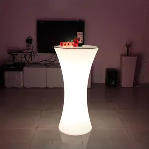 Interactive LED night club table/ illuminated plastic led bar table with metal stand/LED table