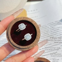 Bague Chevalière Géométrique en Argent Sterling S925 avec Moissanite Taille Rose et Sertissage à Tension pour Femme, Bijou Haut de Gamme pour Mariage