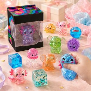 Figurines Fidget en Gelée Lumineuses, Animaux Mignons et Créatures Marines, Jouets à Presser en Forme de Cube, de Boule et de Gemme, Lot de Primes pour Fêtes d'Enfants - Product Image 4