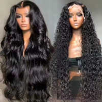 Perruques de Cheveux Humains Brésiliennes de Haute Qualité à 200% de Densité, Bouclées Ondulées Profondes de 32 Pouces, Lace Frontale 13x4 Transparente, Ondulation Profonde Libre et Sans Colle