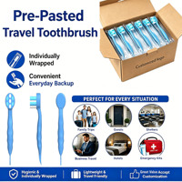Brosse à dents jetable mini multifonctionnelle pré-collée avec dentifrice intégré pour voyage, hôtel, camping