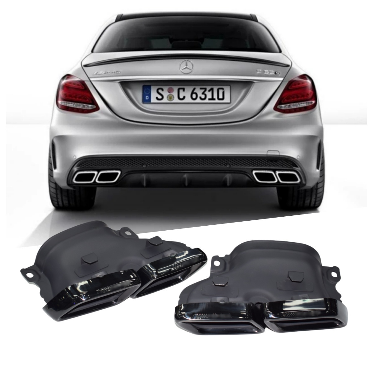 1 ペア車の排気チップマフラーヒントステンレス鋼と互換性のあるベンツ