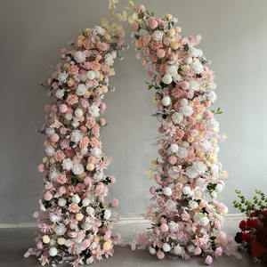 D-HOA058 Artificial hydrangea horn flower arch greenery horn flower arch backdrop pink horn flower arch wedding silk for decor - Product Image 5