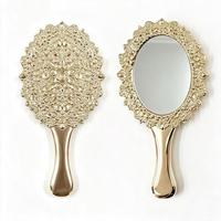 Nouveau miroir de bureau multifonctionnel de style vintage, miroir de maquillage pliable à cadre métallique simple face ; portable et léger