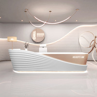 Comptoir de réception en bois moderne, durable et personnalisable, nouveau design, pour bureau, hôpital, école, hôtel, spa, salon de beauté
