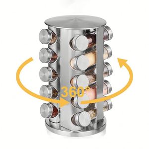 360 Degree Rotating Spice Rack Stainless Steel Rotating <b>Kitchen</b> <b>Shelf</b> Metal Rotating Spice Storage Rack Organizer Seasoning Rack - Product Image 1