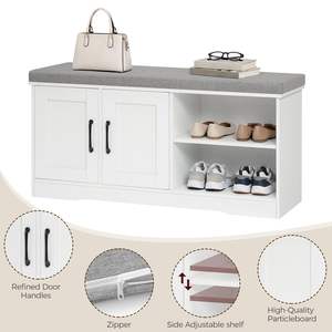 <span class=keywords><strong>Banc</strong></span> de rangement de 39,4 po de large avec coussin rembourré, <span class=keywords><strong>banc</strong></span> d'entrée avec 2 portes et étagère réglable, <span class=keywords><strong>banc</strong></span> de bout de lit - Product Image 5