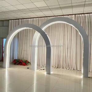 Ensemble de support de toile de fond pour événements de mariage personnalisés LEDA, grand format, détachable, arche en métal blanc - Product Image 6