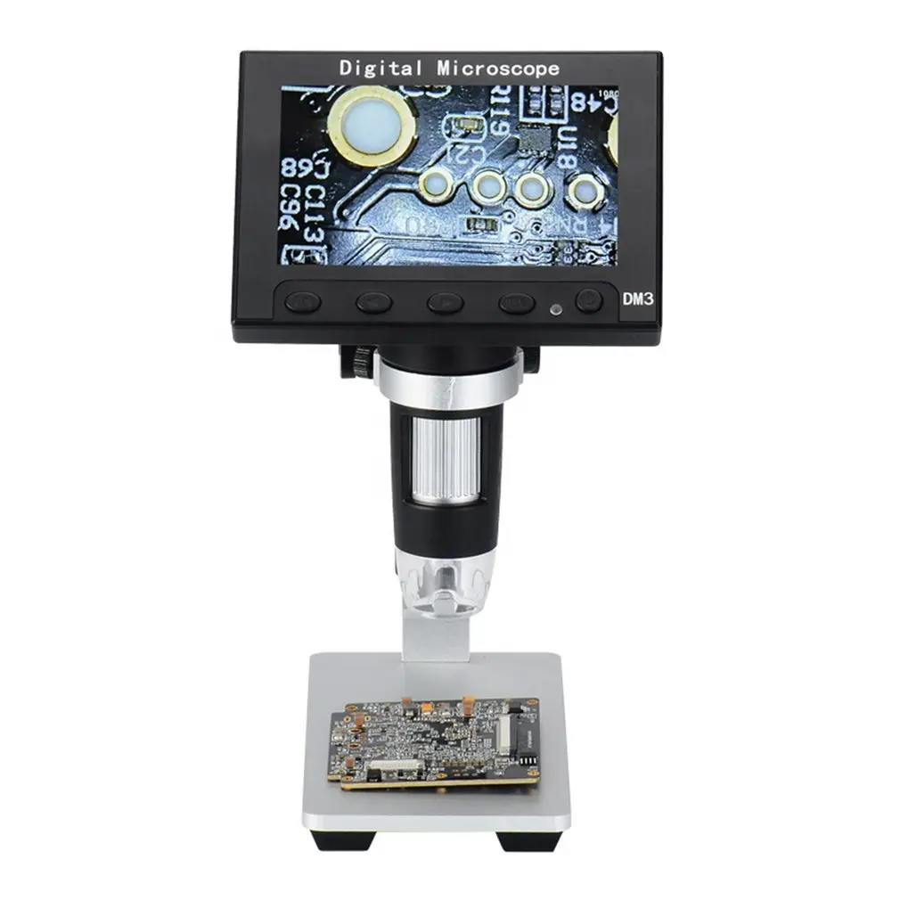 4.3 'Scherm 1080P Elektronische Microscoop DM3 Mobiele Reparatie Microscoop Met 1000X Zoom Met Vaste Basis Digitale Sieraden Microscoop