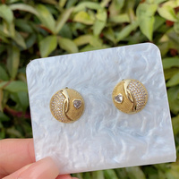 Boucles d'Oreilles en Forme de Coeur Incrusté de Zircon de Cuivre Plaqué Or 18K, 1 Paire