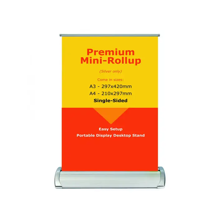 Китайский производитель высококачественный алюминиевый подставка для дисплея выдвижной баннер для рекламного стола A4 Mini Roll Up Banner