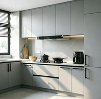 Meubles de cuisine modulaires de luxe italiens populaires aux États-Unis avec éclairage LED intégré, unité de cuisine complète pour condo